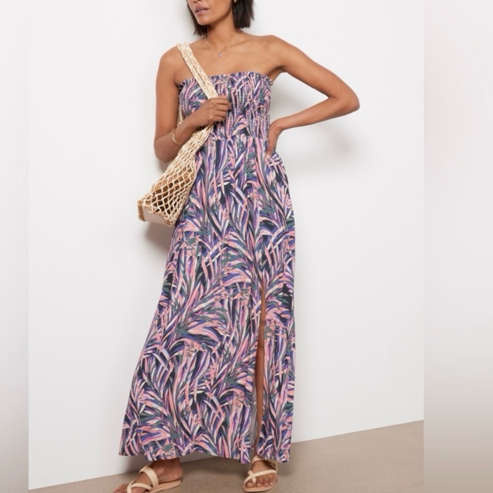 Evereve Hadley Strapless Maxi Dress Palm Print Size S - Picture 2 of 16